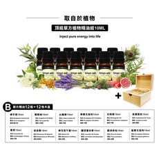 ONE HOUSE LM植物純精油超值組 英國進口精油 SPA按摩精油組, 1個, B組-單方精油10ML+十二格木盒