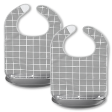 성인용 체크 방수 턱받이 벨크로형, 2개, 그레이+그레이