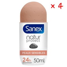 사넥스 네이처 프로텍트 롤온 데오도란트 알럼 스톤 센서티브, 4팩, 50ml