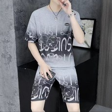 男士短袖套裝 夏季休閒運動T恤搭配短褲