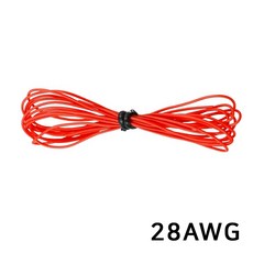 28AWG 실리콘 케이블 드론 RC카 배터리 전원선 고내열 주석도금 구리, 1개, (케이블) 28AWG(레드)