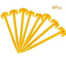 야외 캠핑 여행 텐트 네일 그라운드 네일 말뚝 플라스틱 모래 말뚝 여행 해변 텐트 말뚝 P 3 개 5 개, 02 yellow8Pcs