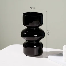 유리 꽃병 북유럽 가정 장식 냄비 데스크탑, 02 Black, 1개