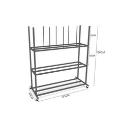 철제 수납선반 가판대 판매대 박스선반 거치대 정리선반, 1개, 블랙 3단 135 x 60x150cm 바퀴 포함