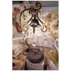 新月灣古銅水晶桌燈 古典優雅 水晶裝飾 臥室書房適用