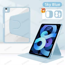 360 ° 회전 iPad 케이스 2024 Air 11 13 M2 Pro M4 4 5 10.9 7/8/9/10 세대 미니 6 태블릿 스탠드 커버, 01 iPad Pro 11-inch M4, 03 light blue