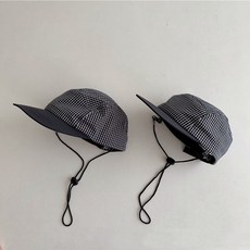 우리카롱이네 체크캠프캡 바람막이모자 패밀리커플모자