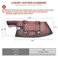 고급 셰프 나이프 칼집 소가죽 커버 정육점 칼날 가드 보호 케이스 스테이크 및 뼈대 포켓, 03 3