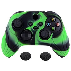 EXtremeRate PlayVital Samurai Edition Anti-Slip Controller Grip Silicone Skin for Xbox Core Contro, 그린 & 블랙
