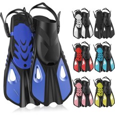 스노클링 핀 수영 여행용 사이즈 조절 다이빙 성인 남성 여성 오픈 힐 플리퍼 1919575, Blue, S/M (US Men 4.5-8.5 / Women 5.