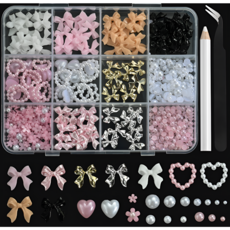 마이뷰티 대용량 리본 하트 셀프 네일 파츠 세트, 1세트, A