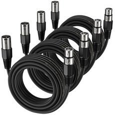 EBXYA XLR 케이블 25피트 6팩 3핀 남녀 마이크 스피커 블랙, 6 Feet, 4 Pack