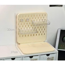 데스크탑 스토리지 랙 페그보드 (투명 서랍 포함) 데스크 주최자 사무실 테이블 잡화 정리 상자 후크 액세, 01 yellow B