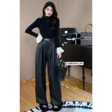 黑色半高領長袖T恤，喇叭袖內搭，秋冬季修身內搭上衣