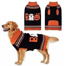 LyssKMK 할로윈 강아지 스트라이프 스웨터 귀여운 호박 유령 패턴 반려동물 니트웨어 의류 축제 부 글자 의상 소형 중형 대형견용 3XL, XXX-Large