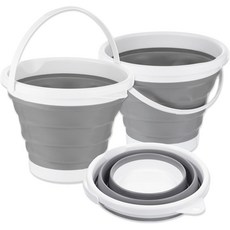 손잡이가 달린 2pcs 버킷 10L2.6갤런 접이식 휴대용 플라스틱 걸레 청소 실내 야외 캠핑 낚시 정원 세차용 가정용 물 공급 장치, 손잡이가 달린 2pcs 버킷 10L2.6갤런 접이식 휴