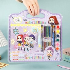 케이팝 데몬 헌터스 색칠북글리터 색칠북 핸드메이드 DIY 카툰 워터컬러 채색 미니 키트XQ995158-265083, 헌트릭스, 컬러링북