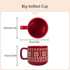 美式聖誕釉下彩陶瓷儲物罐，多功能餅乾罐/雜糧罐/米罐/水杯/小吃碟/烤盤/烤碗, 1個, 聖誕雪花-大肚水盃一個