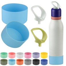 Generic Owala FreeSip 트위스트 물병용 실리콘 부츠 2개 709.8ml24온스 Twist용 미끄럼 방지 바닥 보호 오렌지 164323, 2+2 스카이 블루