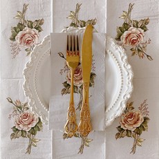 오릴리 파티 플라워 센티폴리오 로즈 접대용 디자인 종이 냅킨, 1세트, 20개입, L40cm