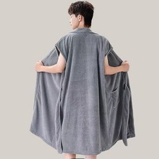 男女情侶居家浴袍, 男款無袖灰色