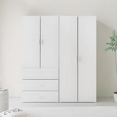 퍼리든 리르안 옷장 3단 서랍형 800+2단 행거형 800 장롱세트, 화이트