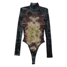 장폴고티에 하이 넥 프린트 바디수트