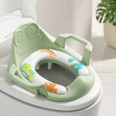 兒童馬桶坐便圈 大號學習馬桶坐墊 男女寶寶適用 厠所輔助便盆, 1個, 清新綠【卡通軟墊】
