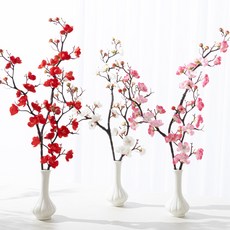 대형 매화 조화 화병 슬랜더 set 60cm (DIY) 3컬러 인테리어 꽃 테이블 행사 장식 소품 꾸미기, 진핑크, 1개