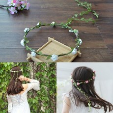 웨딩 조화 꽃화관 머리띠 스몰 웨딩 컨셉 사진 5컬러 [Wedding Concept Fake Flower Coronet 5 Colors], 핑크(Pink)
