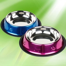 강아지 낮은 스텐 식기 색상랜덤 16oz 1P 물그릇 보울 미끄럼방지스텐식기 낮은높기식기 밥그릇 물그릇 dew+074Tf