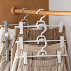루비바 공간절약 옷걸이 집게 클립 옷걸이 바지 걸이 논슬립 미끄럼방지 드레스룸 옷방 옷장 미니행거 다용도, 10개, 화이트