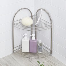 할메이드 스텐 욕실 코너선반 대, 2단 대 실버, 1개