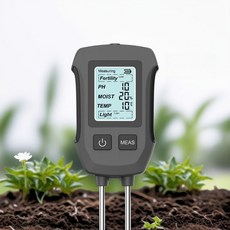 5IN1 원예용 고정도 다기능 토양 측정기 pH 수분 온도 햇빛 비옥도 측정 SGS13, 1개, 블랙