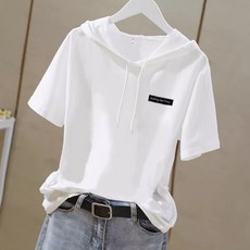 패션고리 여름 여성 캐주얼 데일리 후드 반팔 티셔츠 ZX055