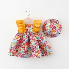 DFMEI 嬰兒夏季裙子套裝女寶寶衣服0-2歲歲嬰幼兒格子吊帶裙兩件套