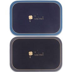 투데이리빙 1+1 빨아쓰는 네잎 클로버 규조토 발매트 욕실 화장실 매트 주방 발판 미끄럼방지 물흡수 발수건 대형 예쁜 바닥 러그, 2개, R98364A(블랙+네이비