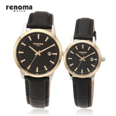 레노마 RE-5505 커플 가죽 데일리시계 골드블랙