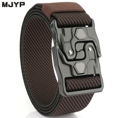 鋁合金訓練戰術腰帶彈力尼龍快脫插扣皮帶，堅固耐用長度可調節，適合日常訓練與戶外作戰, 1個, 斜紋咖啡色