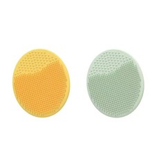 寶寶矽膠洗頭刷 嬰兒頭垢清潔刷 沐浴按摩刷 兒童洗澡刷 柔軟洗臉刷 嬰幼兒搓澡刷, 小號矽膠款-2個裝【黃綠】, 1個