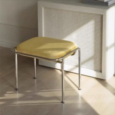 스툴 등받이 없는 의자 드레스룸 현관, 중형 [옐로우 벨벳]