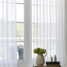 쥰하우스 방염 린넨 나비주름 속커튼 화이트 맞춤제작 [세로길이 ~270cm까지 무료연장]