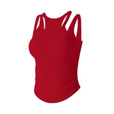 두줄 민소매 나시 요가 필라테스 트레이닝 상의 패드 내장