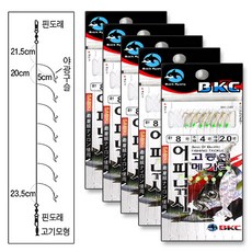 고등어 메가리 어피낚시 카드채비, 1세트, 5개입