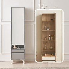 파로마 이프 엘사 전신거울 틈새 수납 화장대, 그레이 FJL1092