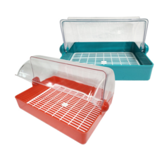 성중 사각위생세트 플라스틱컵건조대 튀김 야채 식재료 보관함 투명컵건조대, 녹색