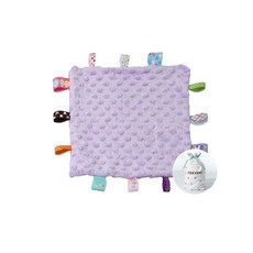 해외 CREVENT Tag Security 아기용 담요 남아용 부드럽고 작은 러비 아기 이불 감각 생일 베이비 샤워를 위한 훌륭한 선물 25.4 x 25.4cm10 10인치 8, .0025.Purple Tag.