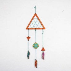 手工DIY捕夢網風鈴材料包 森系創意DIY 幼兒園教室室內裝飾清新風鈴, 三角形款（材料包）不含顏料, 1個