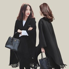 供應 秋冬季歐美新品超大仿羊絨純色圍巾女保暖兩用加厚超長黑色斗篷