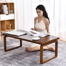 리빙원 100% 천연 원목 접이식 원목테이블 접이식 좌탁테이블 고무나무거실테이블 원목쇼파테이블 좌식테이블 밥상테이블, 월넛